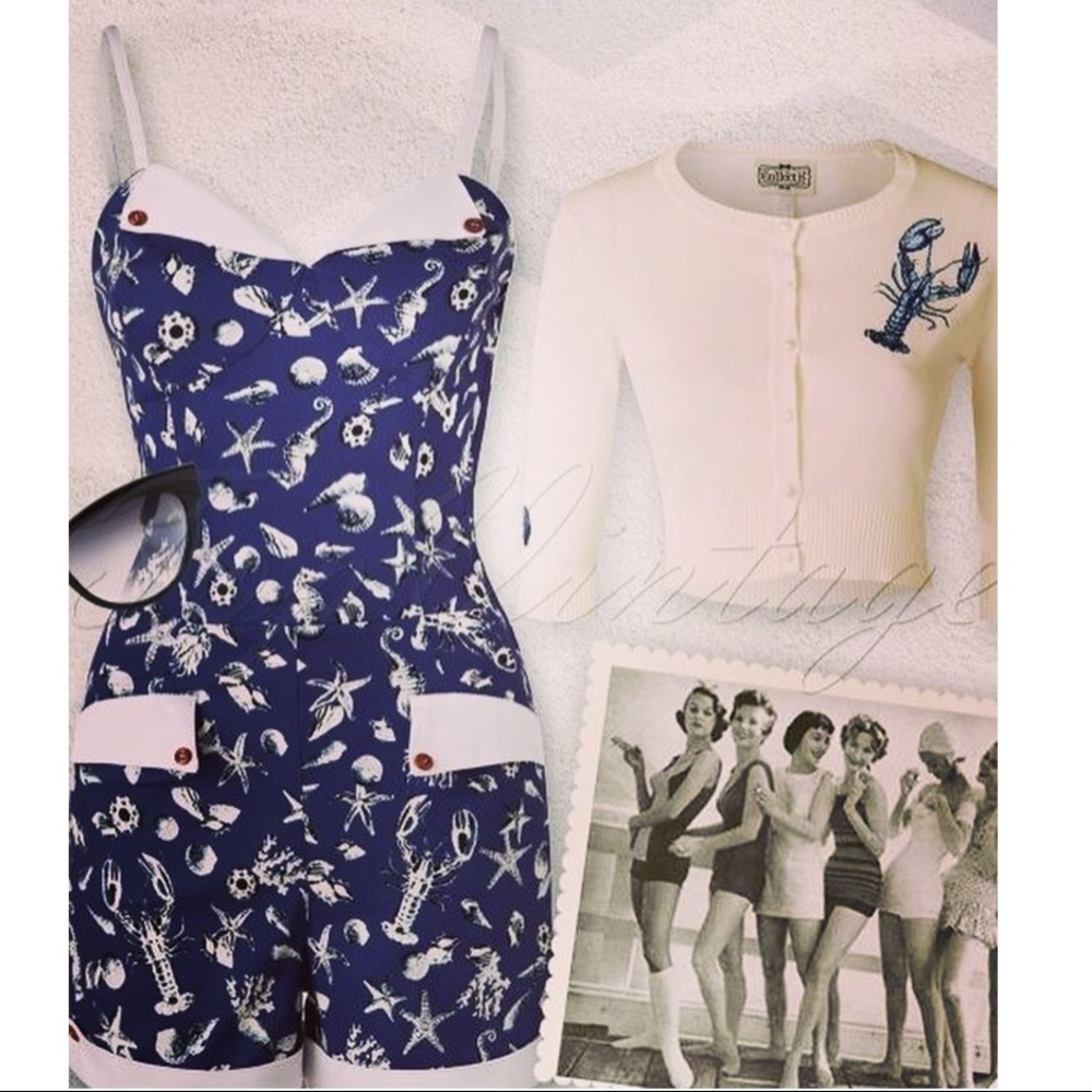 🌺Collectif Vintage Sea Shell Playsuit Romper - Picture 3 of 8